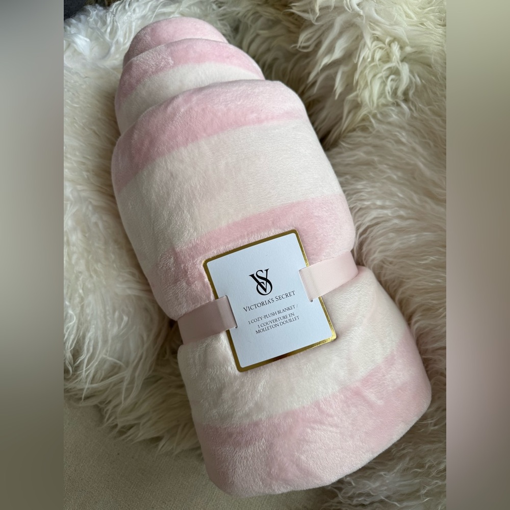 Victoria's Secret Soft Pink and Cream Blanket
